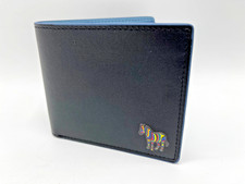 PS Paul Smith ZEBRA Stripe Black Blue interior Leather Billfold Wallet