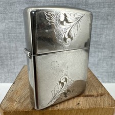 1992 double sided SILVER PLATE Zippo - new flint, working order - good condition