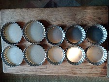 10 vintage French Patisserie Molds Heavy Brass Fluted Tart Tins 6x 10cm 4x 12cm