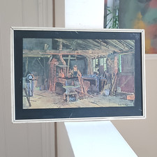 80's Vintage Signed Print The Forge by Gordon Rushmer Prints For Pleasure No3009