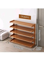 5 Tiers Layers Bamboo Shoe Rack Storage Organizer Wooden Stand Shelves BROWN 