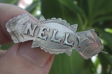 Silver NELLY Name Brooch
