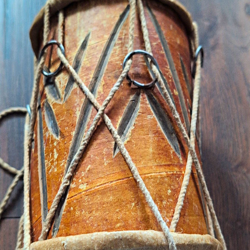 Wood rope talking drum - wood, &