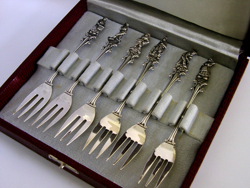 Six cased sterling - six,