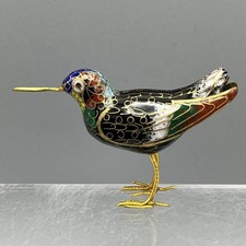 Vintage Enamel & Gold Paint Bird Handmade Cloissone Style Wader Sandpiper 8cm