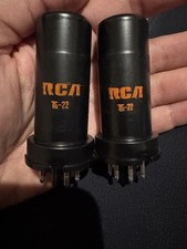 RARE MATCHED PAIR RCA BLACK METAL 6V6 MADE IN USA VINTAGE VACUUM TUBES VALVES