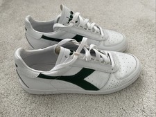 Mens White Green Diadora Borg Elite UK Size 7.5