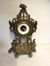 Antique West German Spelter Gilt Mantel Clock Trenkle Wepke
