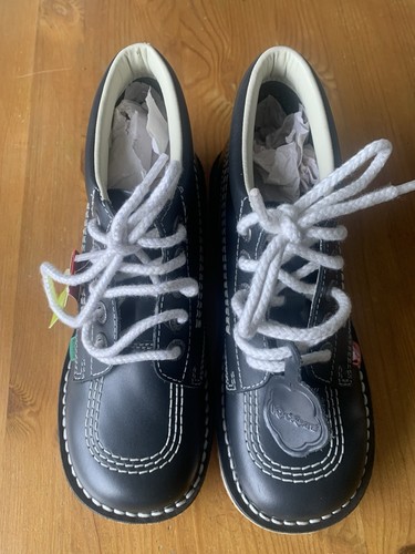 Kickers blue leather boots - kickers, uk