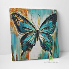Blue Butterfly Canvas Art Oil Painting Framed Wall Art Print Picture Decor -D871