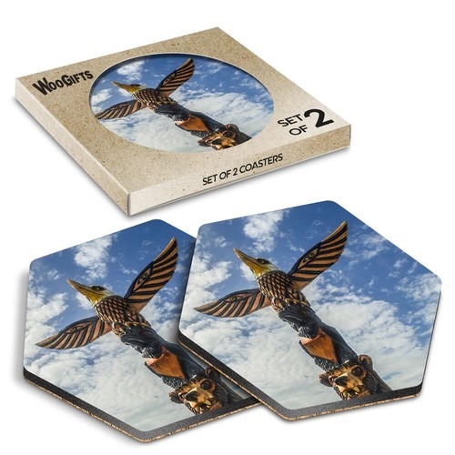 Hexagon mdf coaster wooden - hexagon,