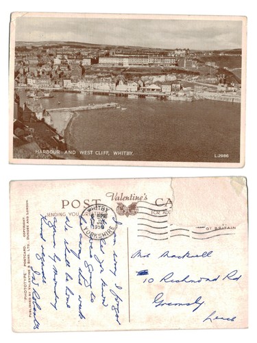 Vintage postcard harbour - vintage,
