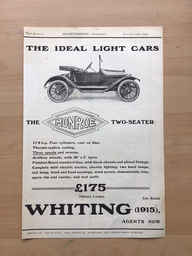 1916 monroe two - two-seater, light