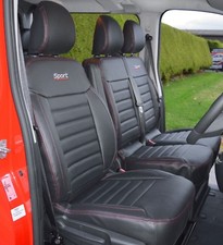 Vauxhall Vivaro Sportive Waterproof Leather Look Quilted Seat Covers with Logos