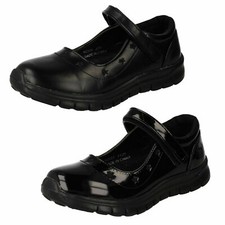 Girls Black Patent and PU Spot