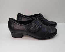 MEDICUS SIZE 5.5UK EUR38.5 WOMENS BLACK LEATHER LOW HEELED LOAFERS COURT SHOES