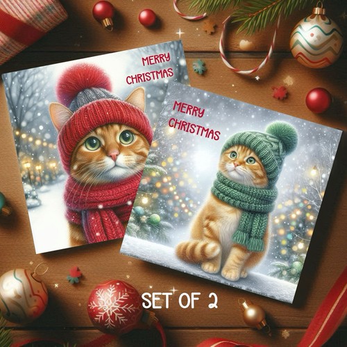Ginger tabby cat christmas - tabby,