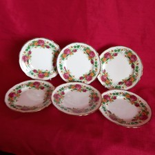 VINTAGE SET OF SIX, ARGYLE BONE CHINA DESIGN, 'ROSE GARDEN' SIDE/TEA PLATES
