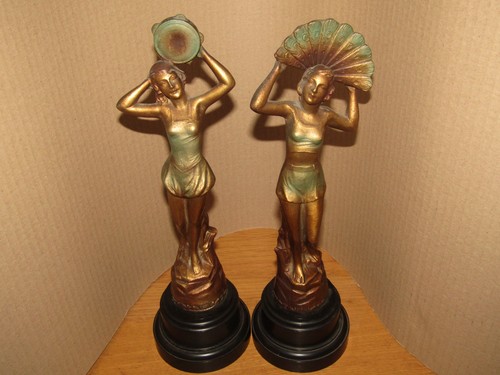 Pair spelter art deco - pair,