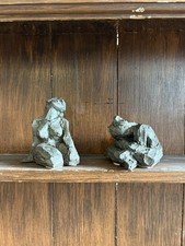 A Pair of Contemporary Female Nude Composite Maquette Sculptures, signed, 13cm