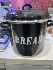 Large Enamel Black Bread Bin
