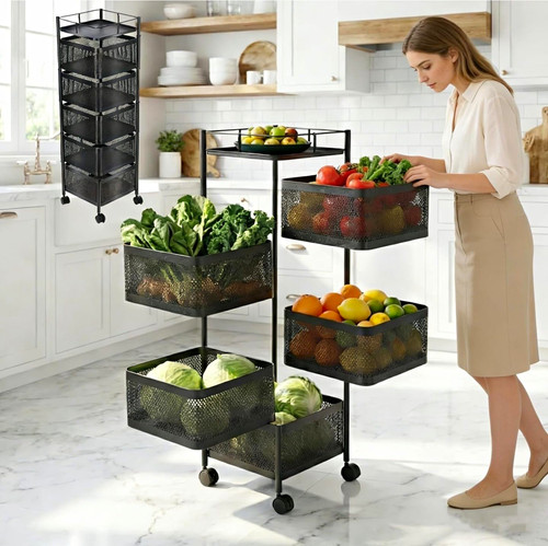 Black metal rotating basket - rotating, 4-basket
