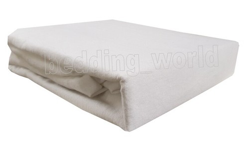 White flannelette fitted sheet - flannelette,