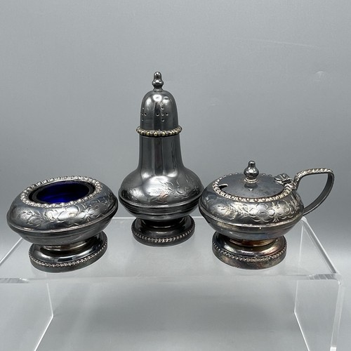 Silver plated cruet - set, blue