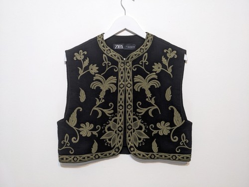 Zara cropped embroidered vest - embroidered,