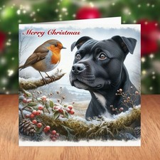 Staffordshire Bull Terrier Dog Christmas Card, Staffie