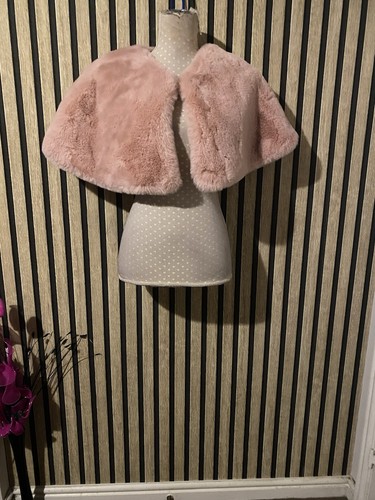 Quiz pink faux fur cape - pink, cape/poncho
