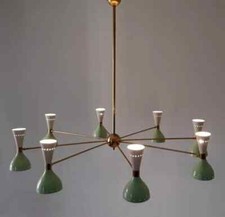 Huge Italian Chandelier Style Stilnovo Mid Century 8 Arms Sputnik Ceiling Lights