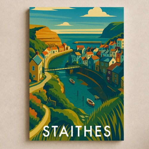 Staithes travel poster - poster, print