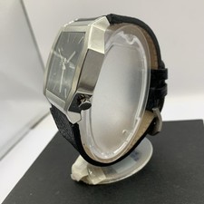 Black dice Industries silver plated black dial  dice edge watch leather strap 