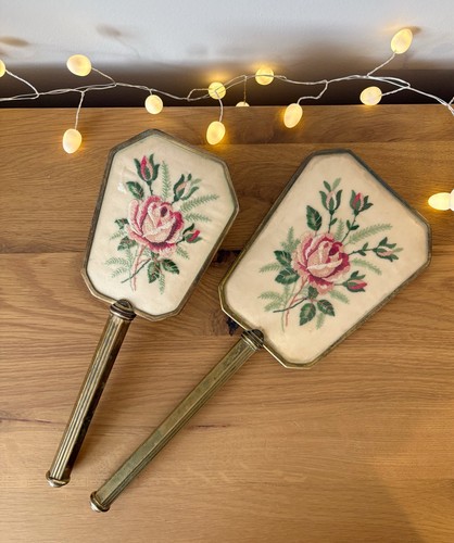 Vintage embroidered vanity set - vintage,
