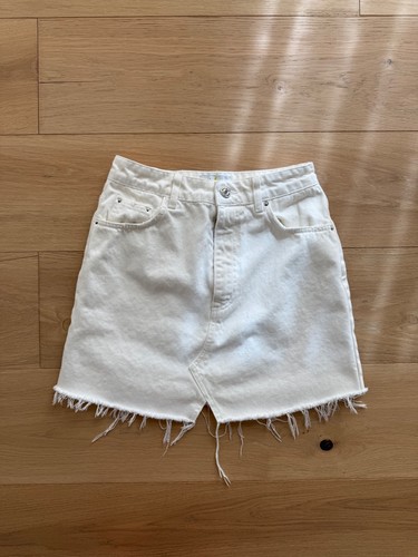 Zara white denim - white, skirt