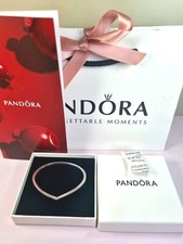 Pandora Silver Sparkling Wishbone Bangle ,1 16cm, Rrp £90.00 , Rare, Boxed, 