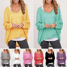 Womens Tops Sweater Batwing Baggy Casual Sleeve Oversized Ladies Jumper Blouse