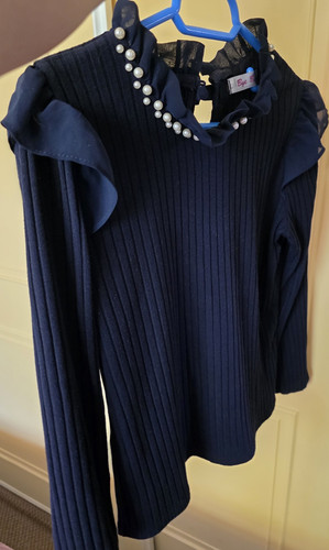 Boohoo navy rib knit high - high, neck