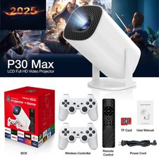 UK Retro Game Console Projector with 36,000+ Games & Wireless Controllers