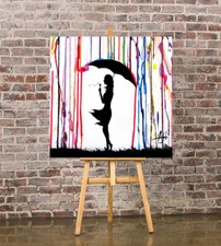 Banksy rainbow rain - rainbow, canvas