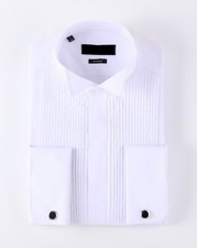 Men's Smart Formal Tuxedo-Wing Collar Dress Shirt with Double Cuff & Cufflinks