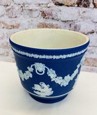 Rare Antique Wedgwood Jasperware Dark Cobalt Blue Jardiniere Plant Pot Planter