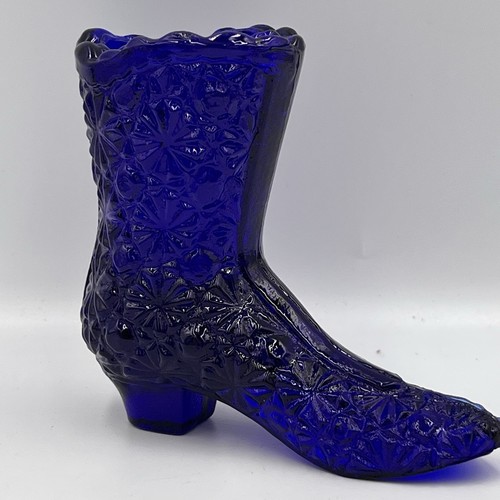 Cobalt blue pressed glass boot - cobalt,