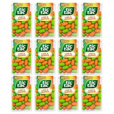 Tic Tac Lime And Orange Flavoured Sweets 12 PACKS 18g (4 X 3) LONG EXPIRY