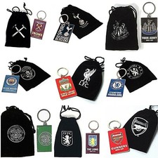 FOOTBALL FC - DELUXE METAL KEYRING KEYCHAIN SPLIT KEY RING IN VELVET GIFT BAG