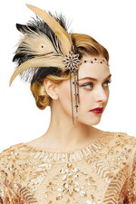 1920S Women Feather Crystal