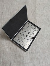 NEXT. Rare Metal Dominoes Game Set Double Six 28 Pieces in Metal Case. 