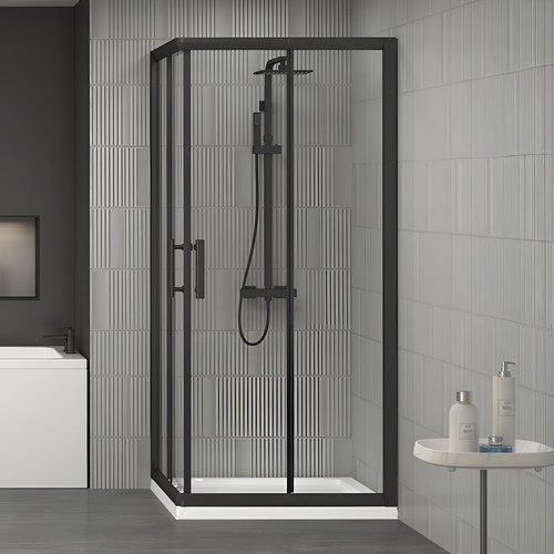 Black corner entry - corner, shower