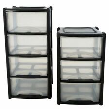 LARGE 3 & 4 PLASTIC DRAWERS -TOWER UNIT TROLLEY CHEST DRAWER SCHOOL OFFICE HOME